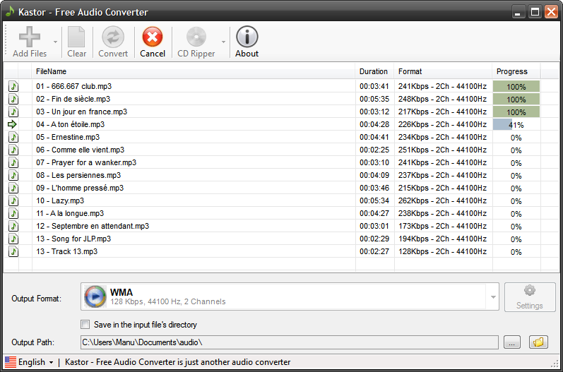 Convert all audio formats to MP3, WMA, OGG, FLAC, WAV, AAC