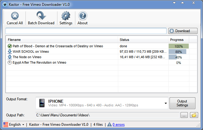 Free Vimeo Downloader 2.0 screenshot